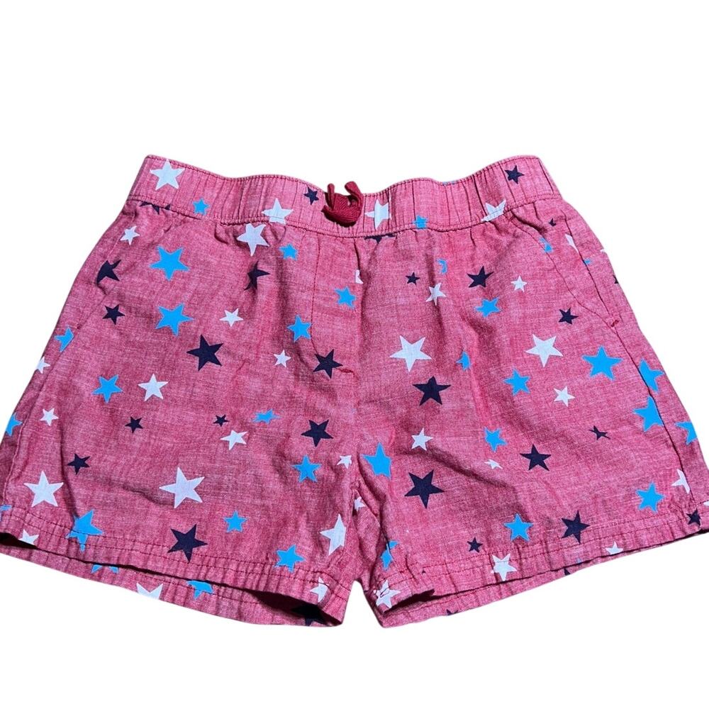 BCG red textured shorts multicolored star pattern boys size large